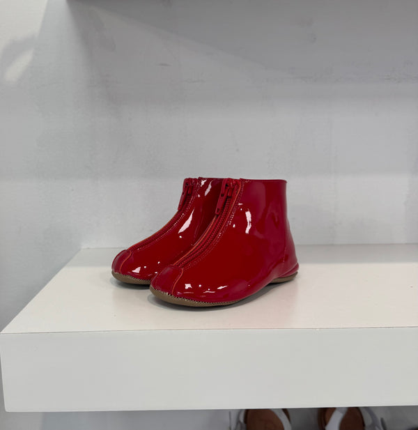 Pepe Red Patent Zipper Bootie