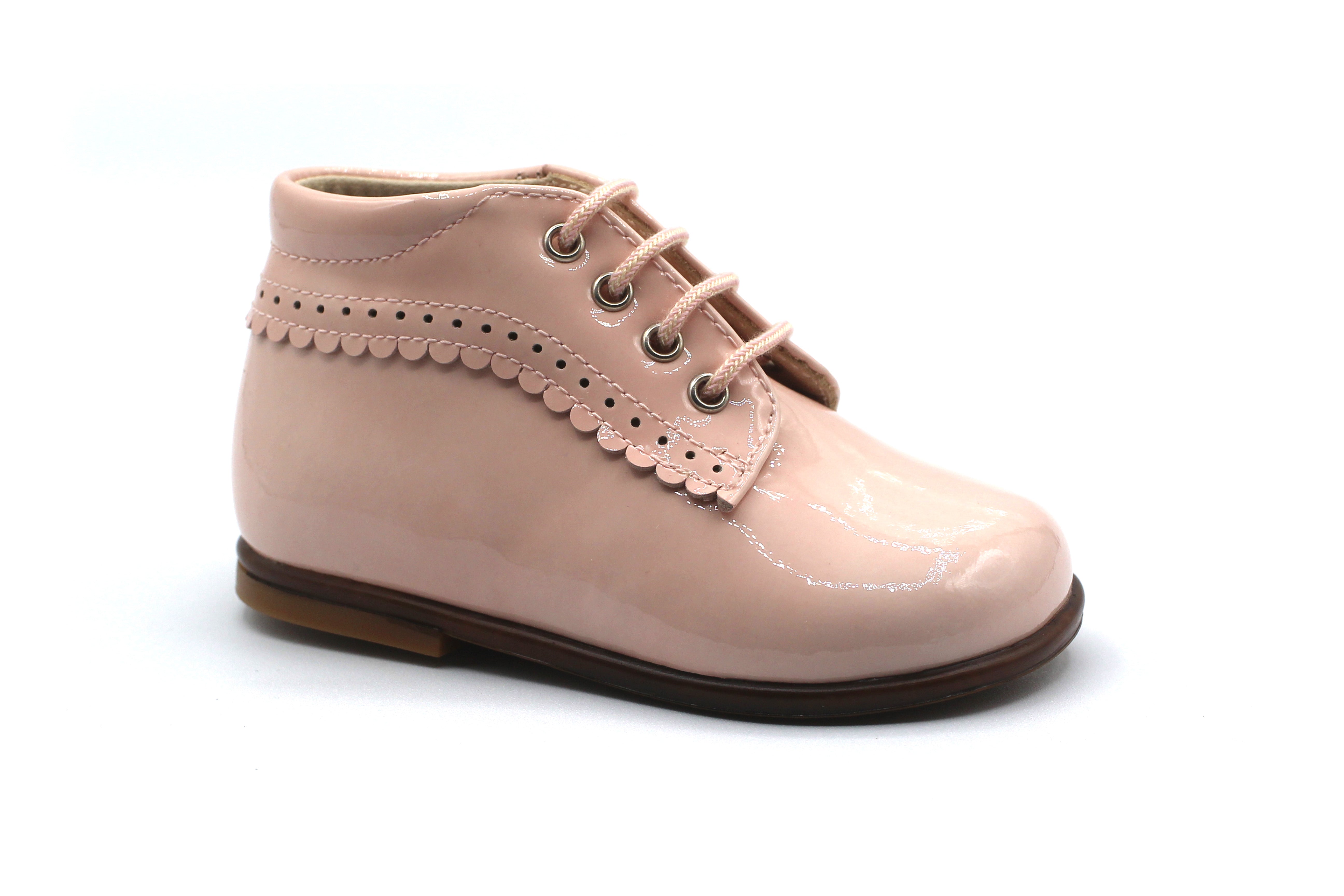 Beberlis Soft Pink Patent Baby Bootie
